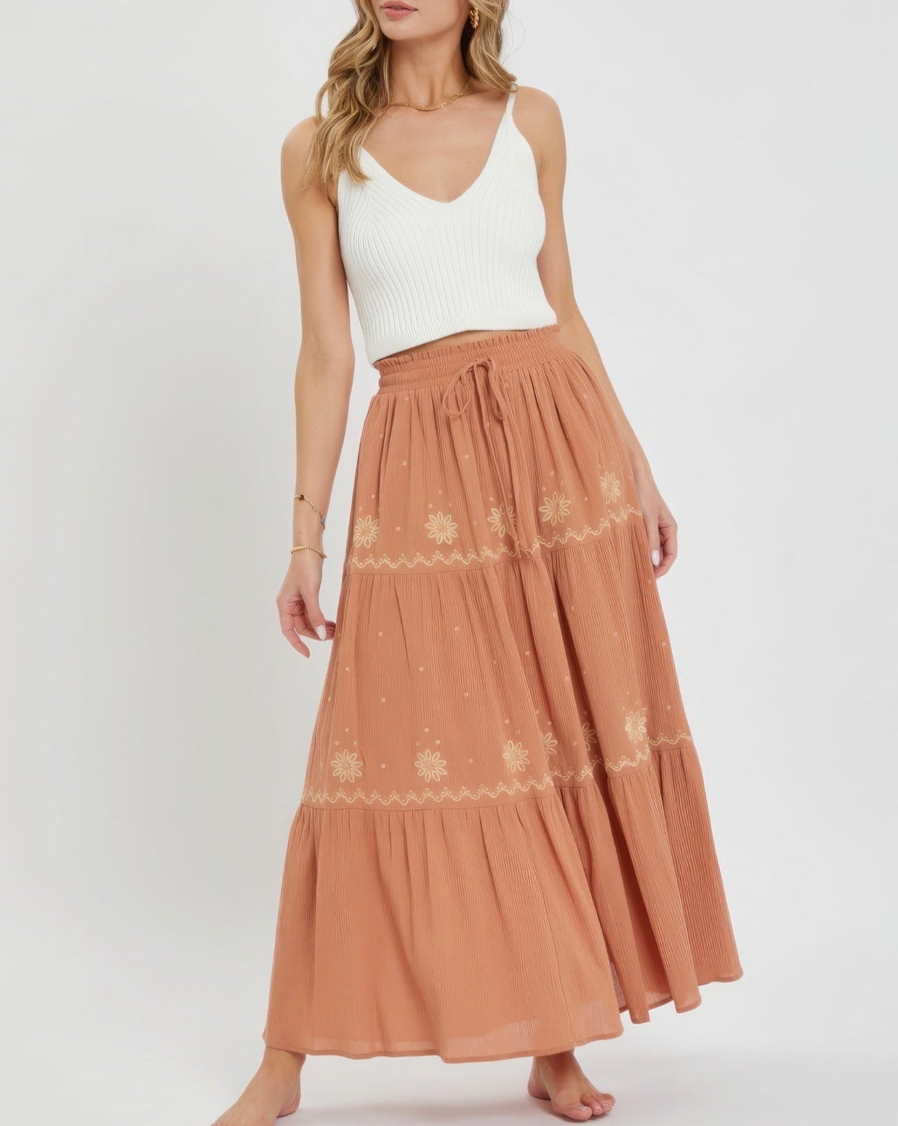 Embroidery Maxi Skirt