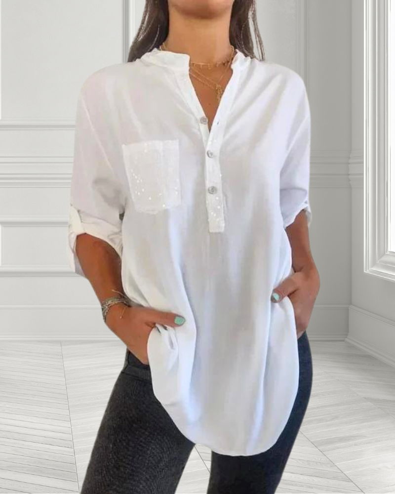 Casual Quarter Button Top