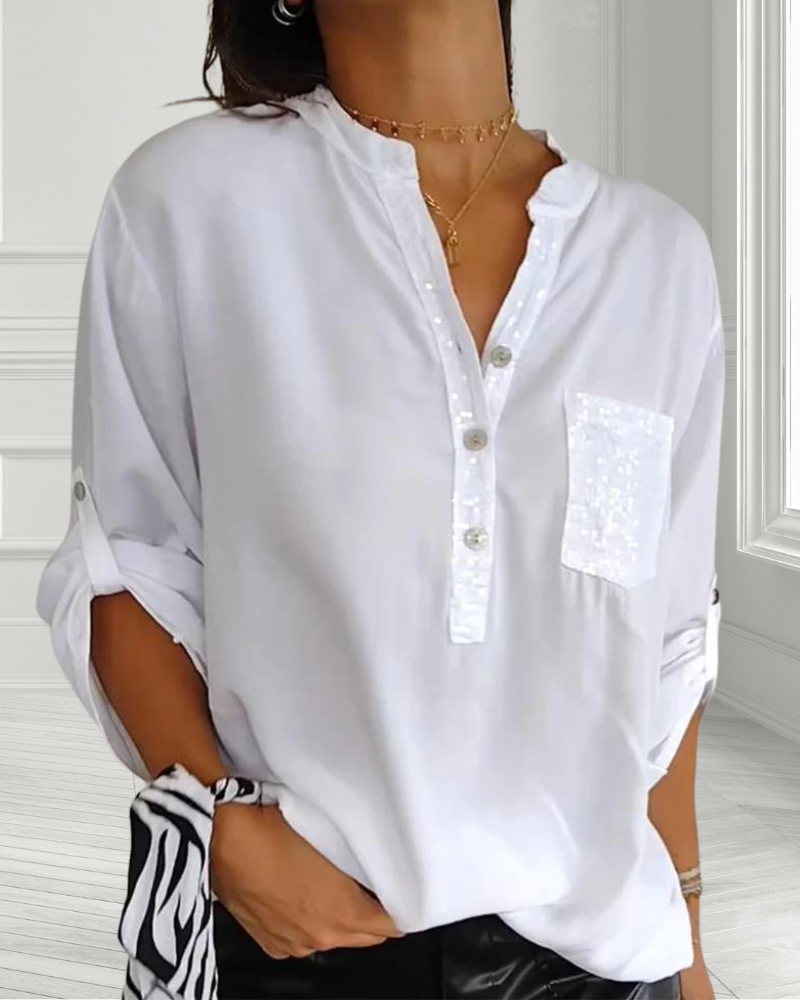 Casual Quarter Button Top